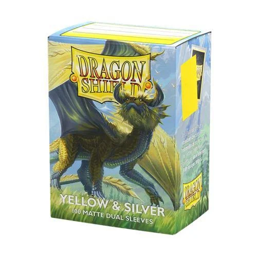 Dragon Shield Sleeves - Standard size - Matte Dual - Yellow & Silver (100 Sleeves)