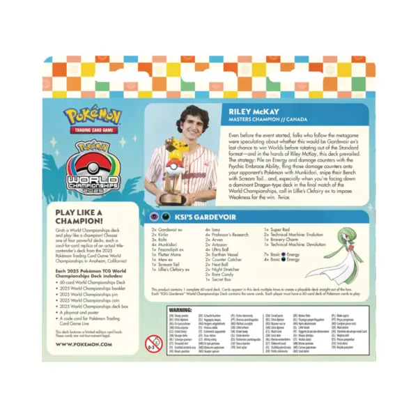 Pokémon 2025 World Championship Deck Riley Mckay'S &Quot;Ksi'S Gardevoir&Quot; (Masters Champion)