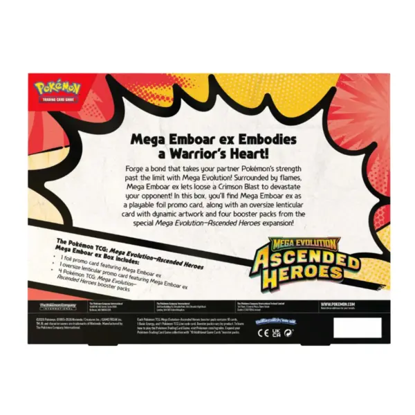 Pokémon Ascended Heroes Mega Emboar Ex Box Back Pokémon Ascended Heroes Mega Emboar Ex Box