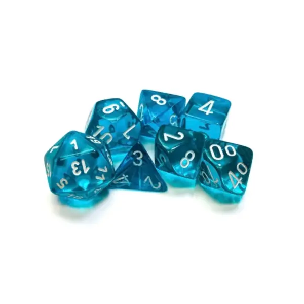 Chessex Translucent Polyhedral Teal/White 7-Die Set
