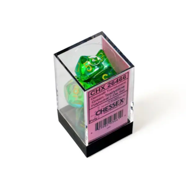 Gemini Polyhedral Translucent Green-Tealyellow 7-Die Set Box Gemini Polyhedral Translucent Green-Teal/Yellow 7-Die Set