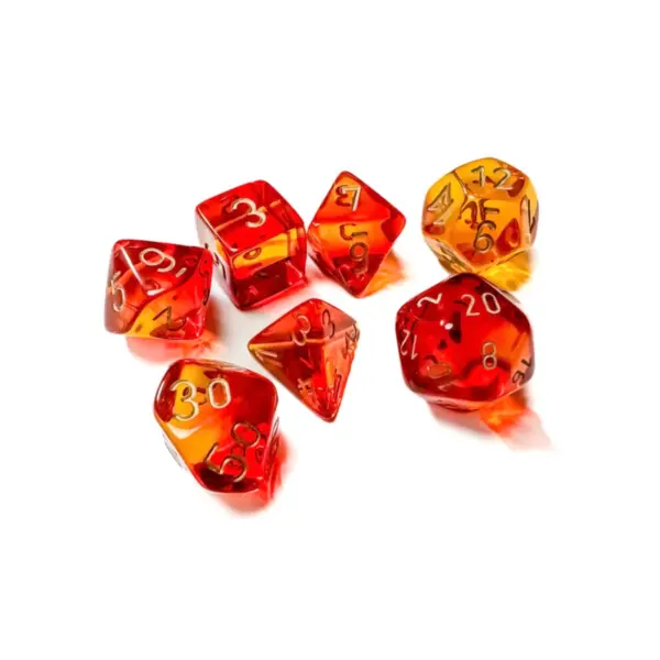 Gemini Polyhedral Translucent Red-Yellowgold 7-Die Set Gemini Polyhedral Translucent Red-Yellowgold 7-Die Set