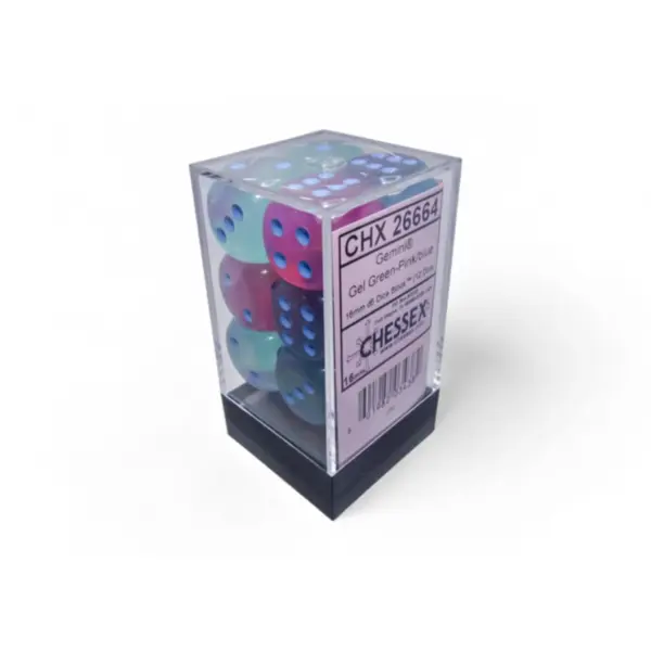 Gemini16Mm D6 Gel Green-Pinkblue Luminary Dice Block (12 Dice) Gemini16Mm D6 Gel Green-Pinkblue Luminary Dice Block (12 Dice)