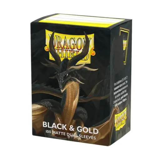 Dragon Shield Sleeves - Standard size - Matte Dual - Black & Gold (100 Sleeves)