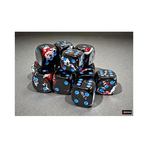 Chessex Brush Dark Side/blue 16mm d6 Dice Block (12 dice)