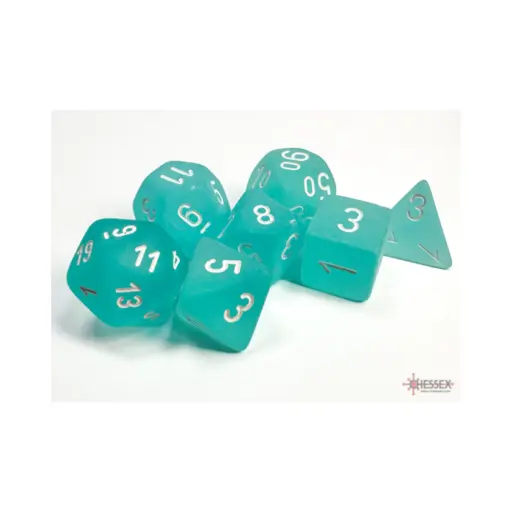 Chessex Frosted 7-Die Set - Teal w/white