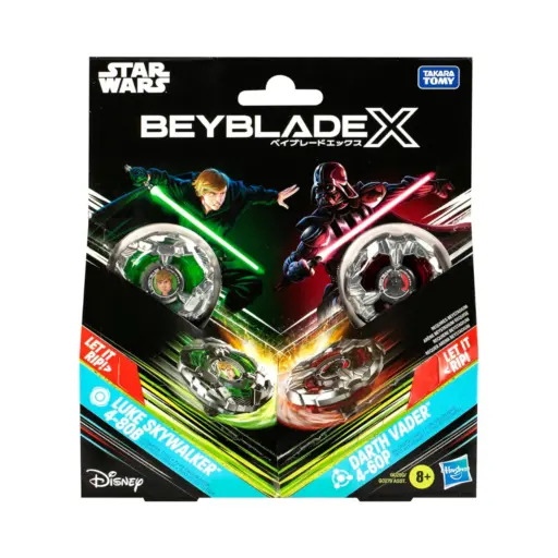 Beyblade X And Star Wars Collab Luke Skywalker 4-80B Vs. Darth Vader 4-60B