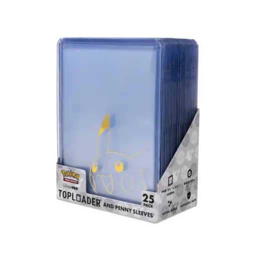UP - Pikachu Toploader And Penny Sleeves Combo Pack For The Pokémon Trading Card Game (25 Pack)