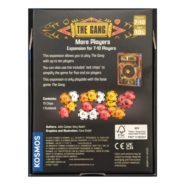 The Gang: More Players - Expansion For 7-10 Players - Back Of Box