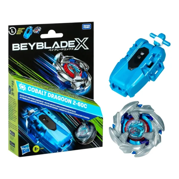 Beyblade X Cobalt Dragoon 2-60C Launcher Set - Content Beyblade X Cobalt Dragoon 2-60C Launcher Set - Content