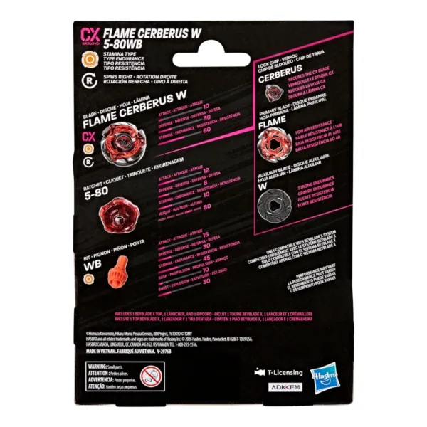 Beyblade X Flame Cerberus W 5-80Wb Cx Starter Pack Set - Back Cover Beyblade X Flame Cerberus W 5-80Wb Cx Starter Pack Set - Back Cover